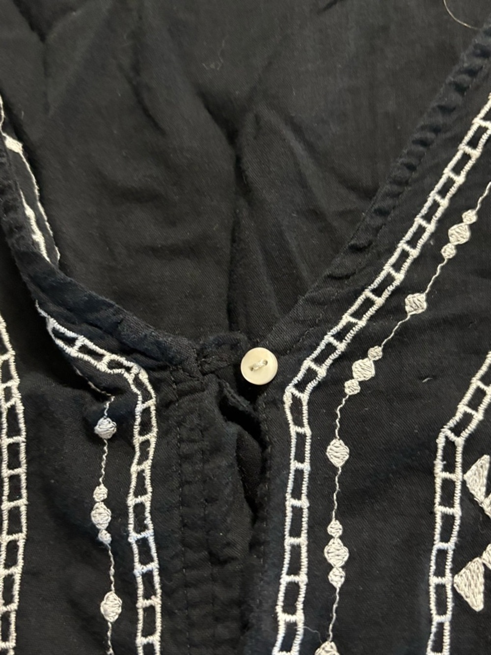 Old Navy Black Sheer Embroidered Button-Front Blouse - Picture 6 of 6